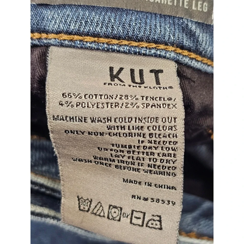 Kut from the Kloth Charlize Fab Ab Cigarette Leg High Rise Jeans Blue Size 8 EUC